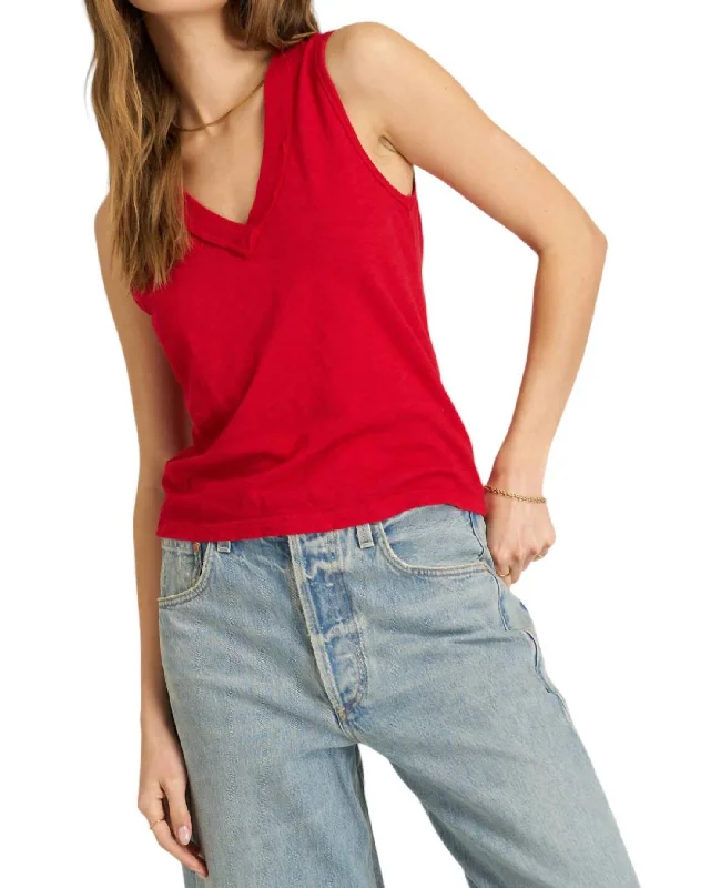 Overstock Let Me Know Slub Tank In Red Dahlia