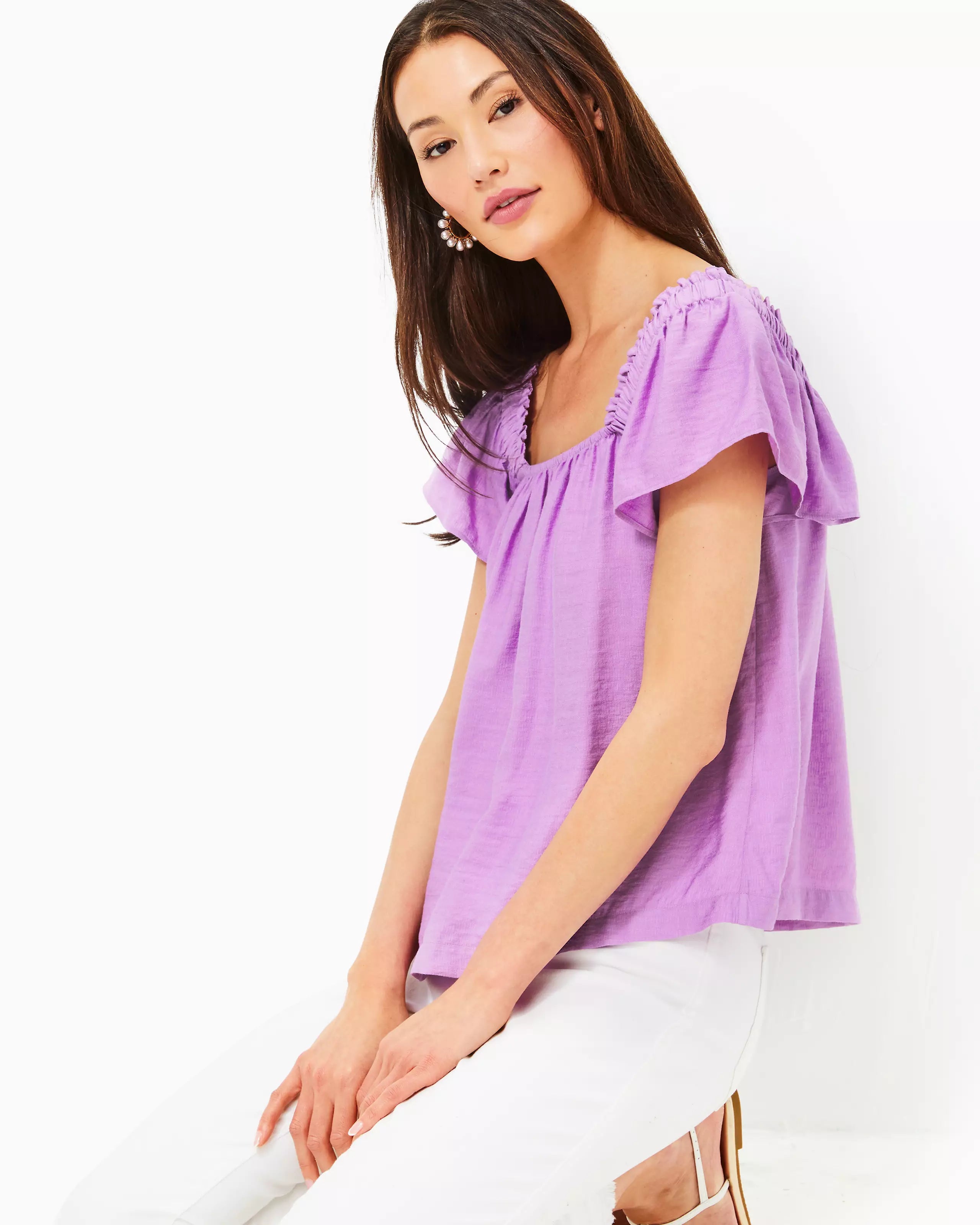 Act Fast Caralisa Short Sleeve Top (Lago Lilac)