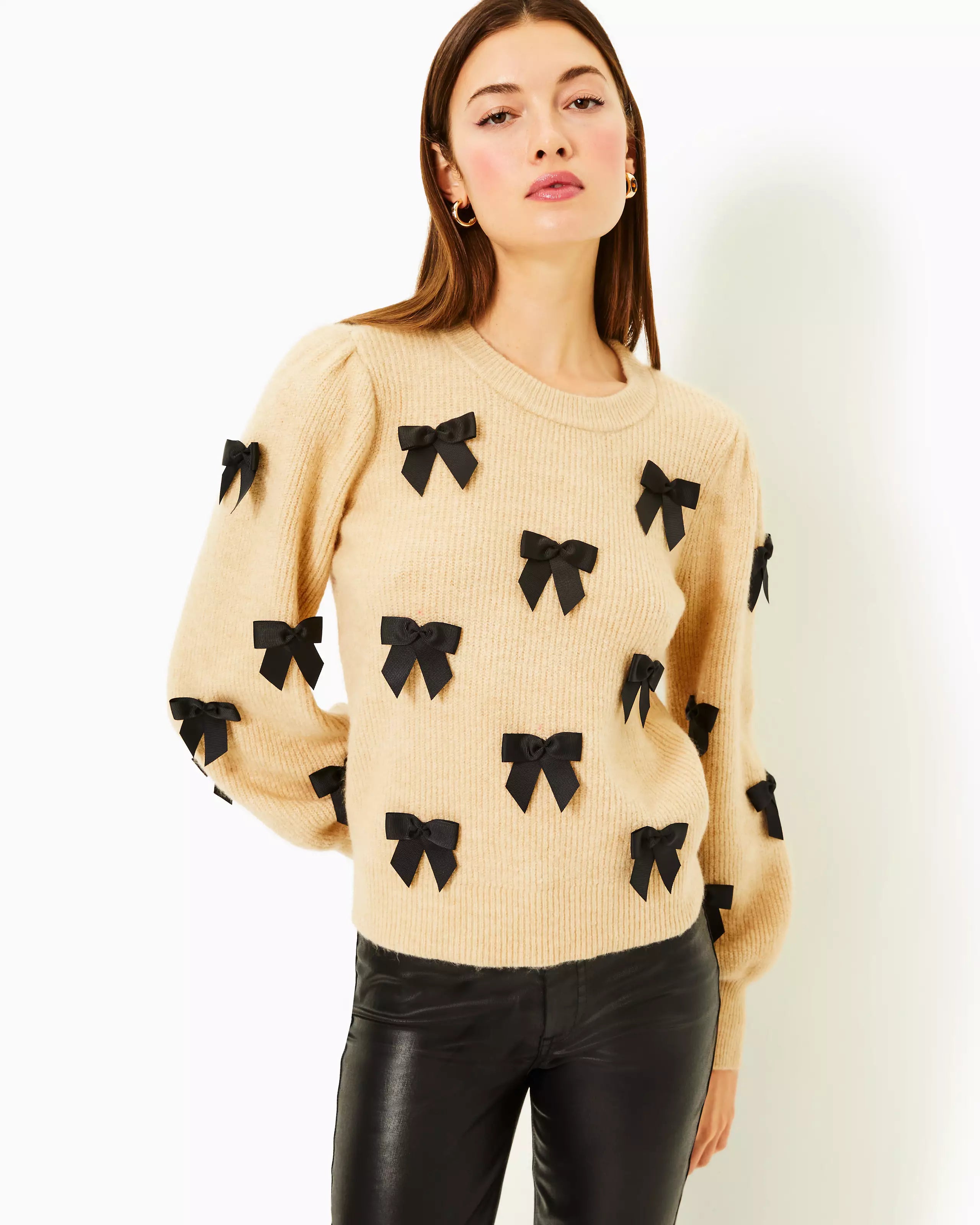 Don't Wait Zarie Sweater (Wicker Tan Party Bows)