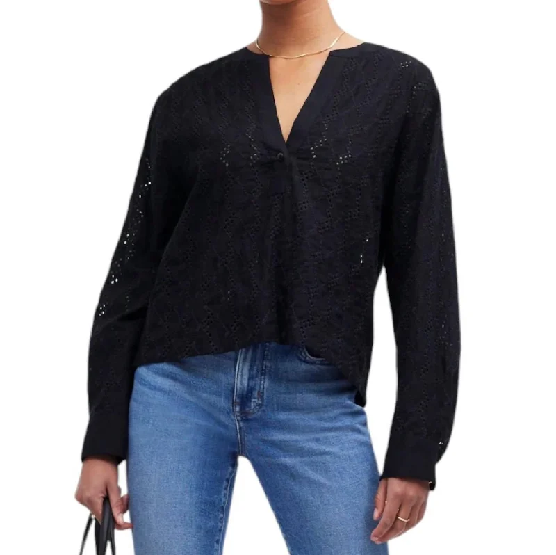 Buy More, Save More Long-Sleeve Popover Top In Black