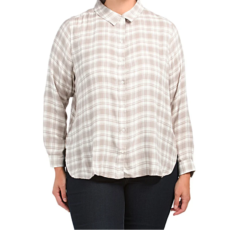 Last Chance Lucky Brand Women's Plus Classic Collar Plaid Button Down Shirt