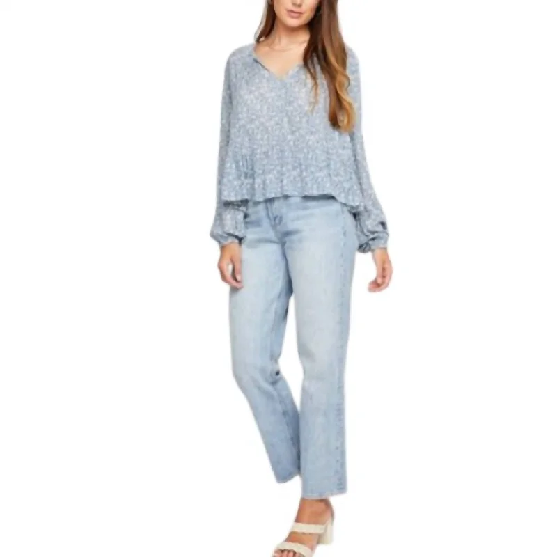 Daily Specials Maddie Blouse In Pacific Ditsy