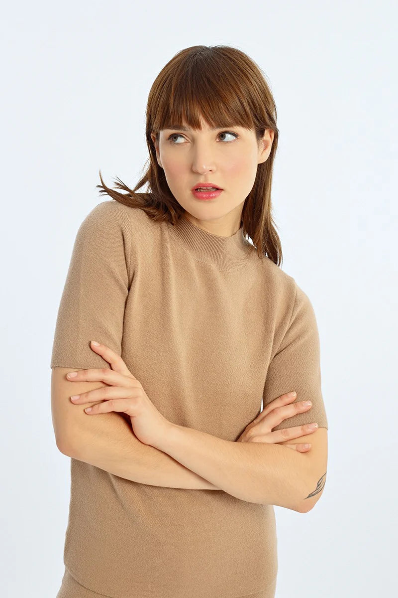 Act Now High Neck Sweater (Beige)