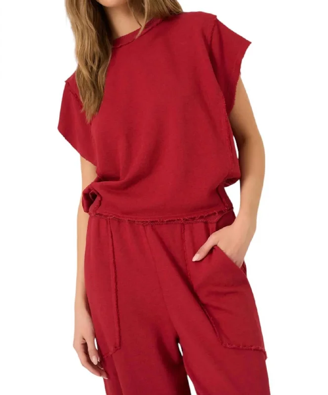 One-DAY Sale Mystic Terry Top In Red Currant