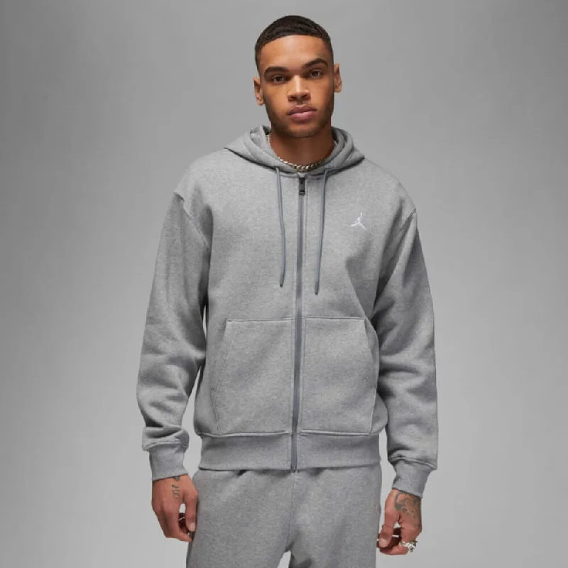 Deep Discounts Nike Jordan Brooklyn Fleece Full Zip Hoodie Carbon Heather/White  FJ7771-091 Men's