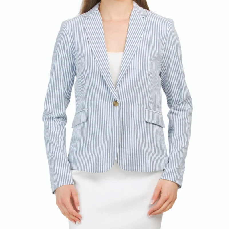 Can't Miss Jones NY Women's City Fit Cotton Blend Striped Blazer