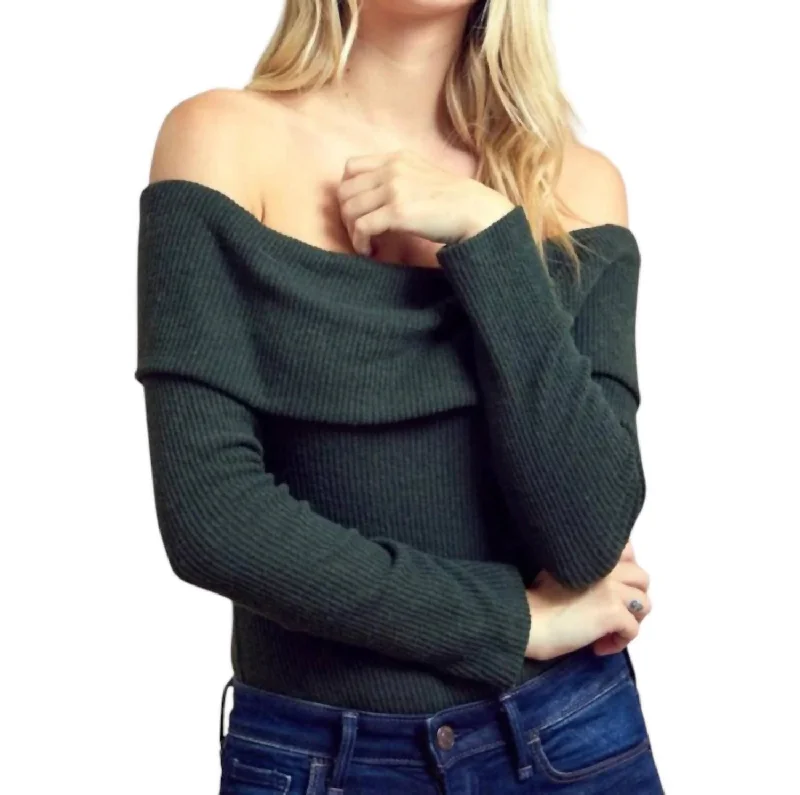 While Supplies Last Off-The-Shoulder Bodysuit In Spruce Green