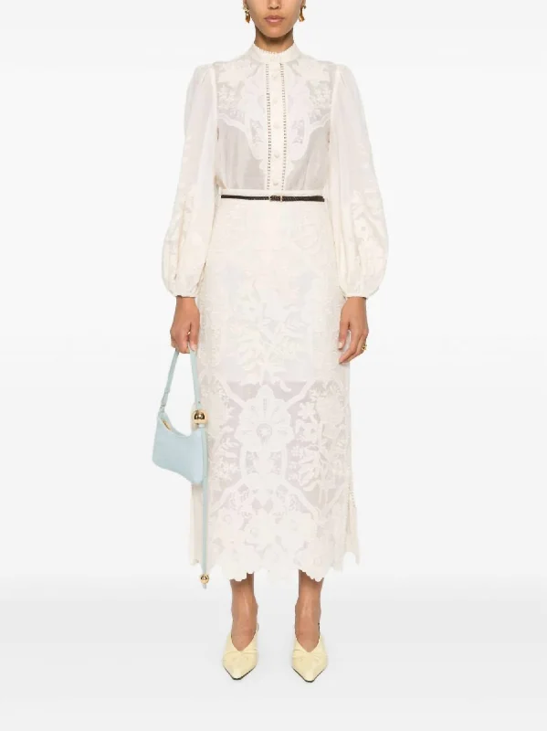Don’t Miss Out Ottie Embroidered Blouse In Cream