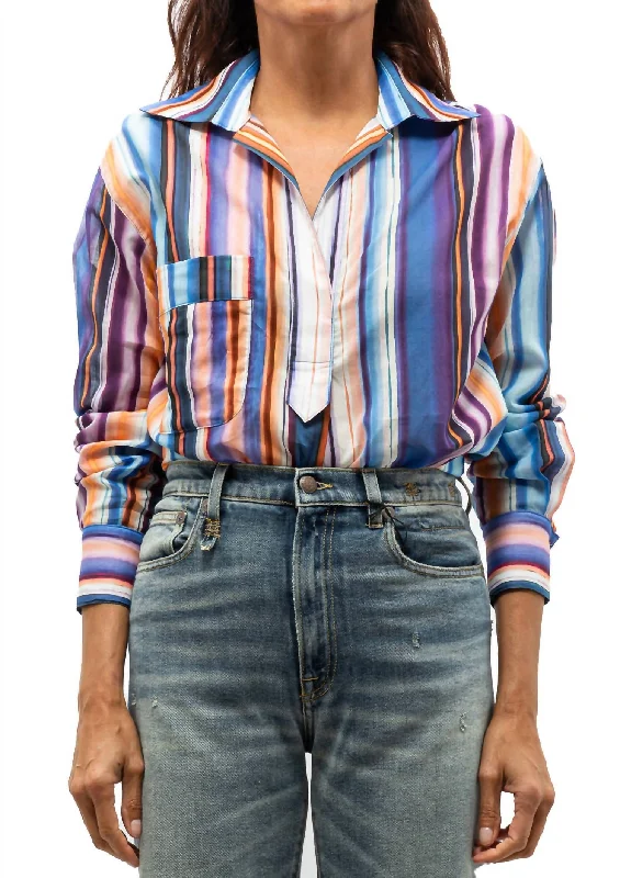 Limited Availability Over The Head Pocket Shirt In Sunset Stripe