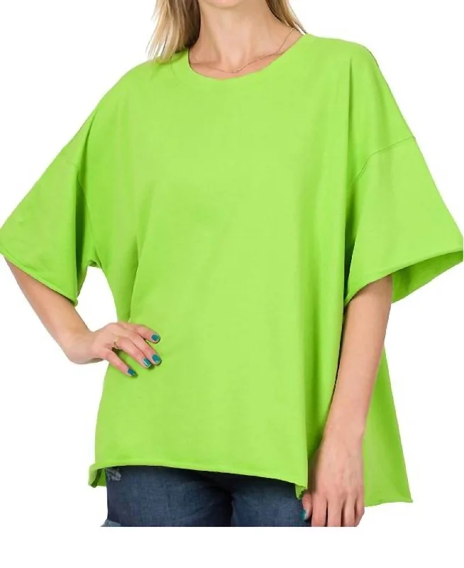 Sale Event Oversized Raw Edge Top In Green