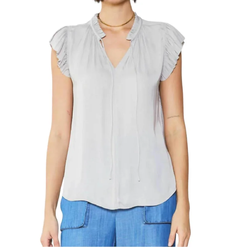 Daily Deals Pleated Short Sleeve Blouse In Grey