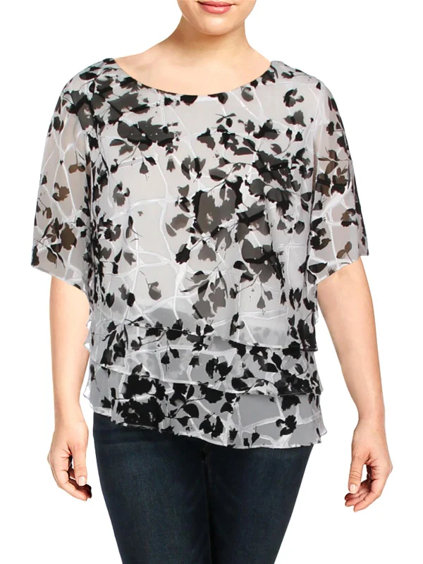 Markdowns Plus Womens Tiered Bell Sleeve Blouse