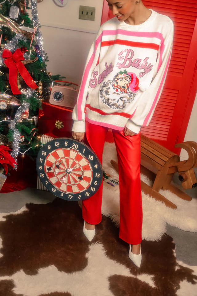 Steals and Deals Santa Baby Sweater (White/Red)