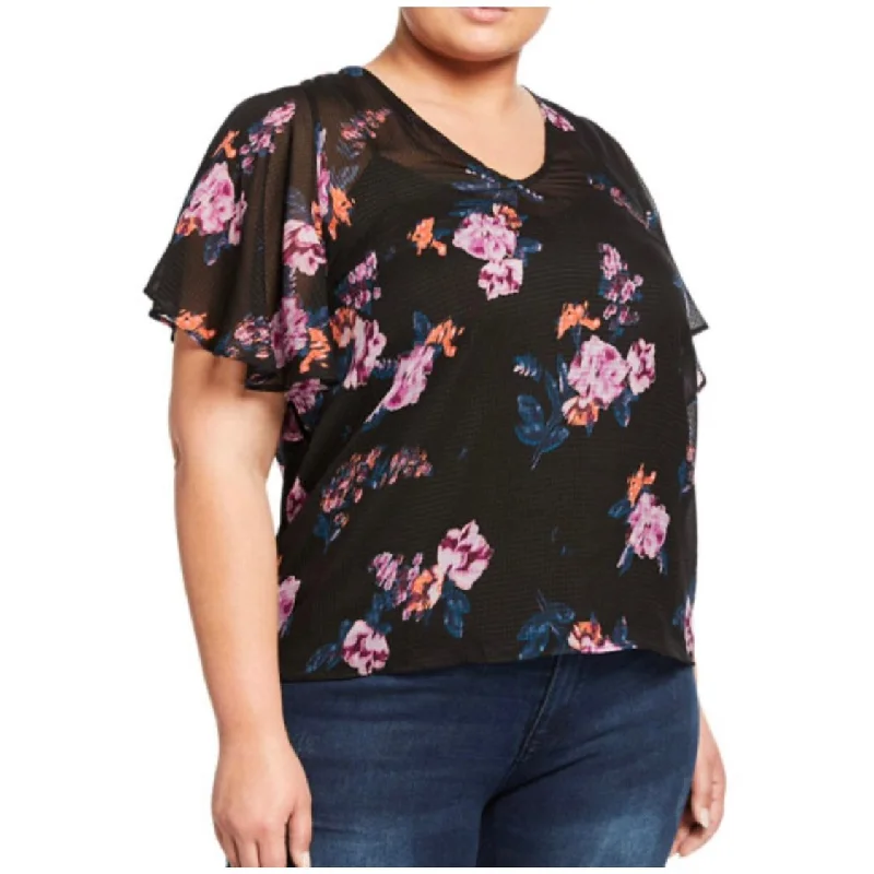 Don’t Miss Out RACHEL Rachel Roy Women's Plus Flutter Sleeves Floral Print Blouse Top