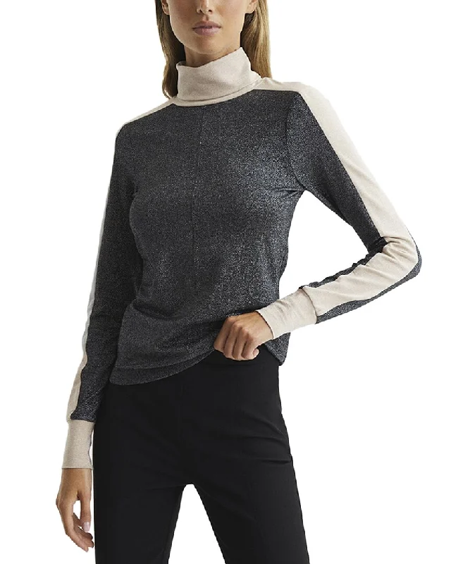 Mega Deal Reiss Jem Metallic Contrast Roll Neck Jersey
