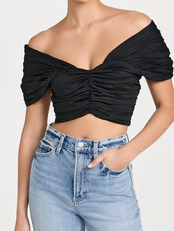 Take Advantage Rose Crop Top In Black