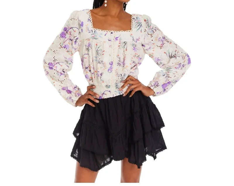 Price Reduction Rylie Top In Watercolor Floral