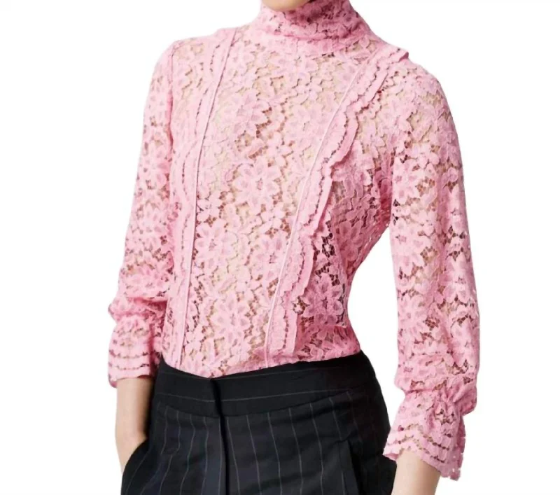 New Markdowns Scalloped Lace Top In Flamingo