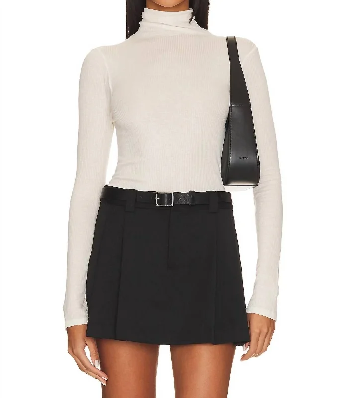 Referral Discount Silk Cashmere Rib Slim L/s Turtleneck In Chalk