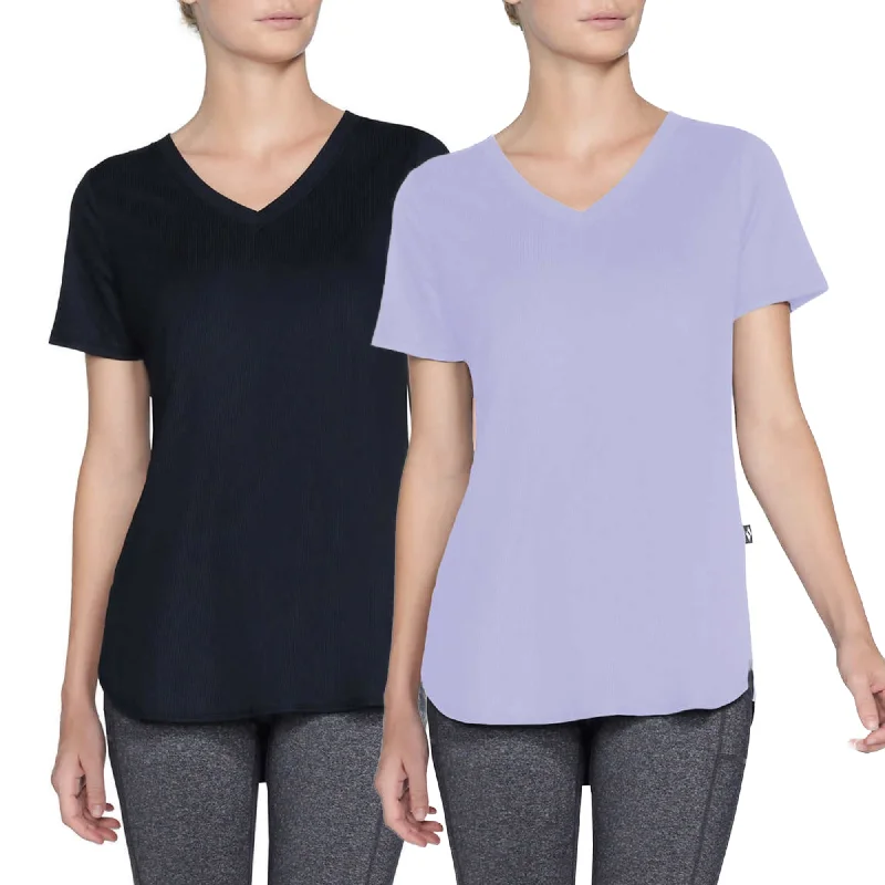 Price Rollback Skechers Women's Moisture Wicking Active Tee Lightweight Rib V-Neck T-Shirt