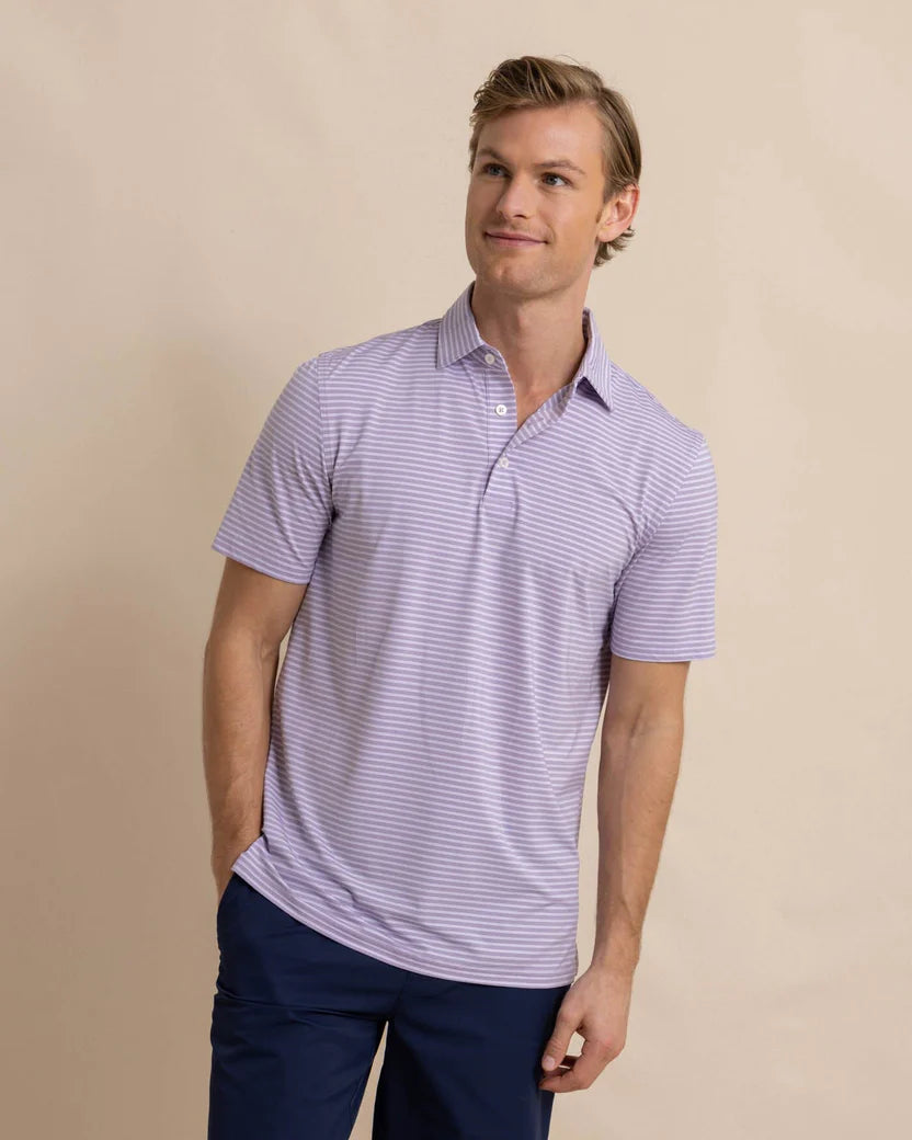 Online Only Brrreeze Beattie Stripe Polo (Wisteria Purple)