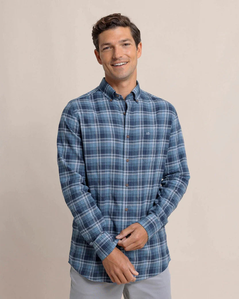 Seasonal Sale Stillwater Plaid Sport Shirt (Sea Blue)