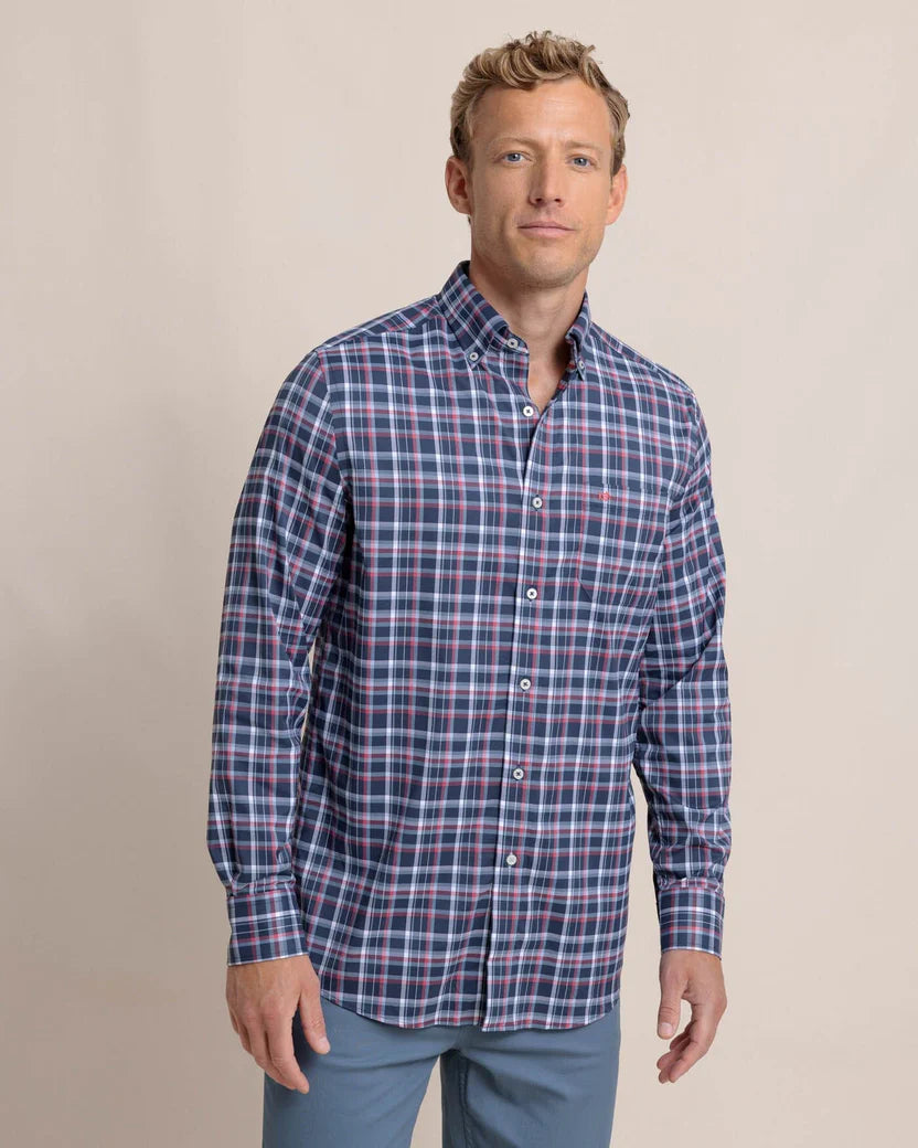 Deal of the Day Intercoastal Bellinger Plaid Sport Shirt (Dress Blue)