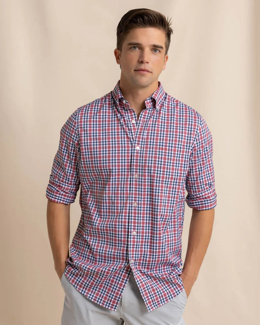 Flash Sale Brr Intercoastal Haywood Plaid Sport Shirt (Mineral Red)