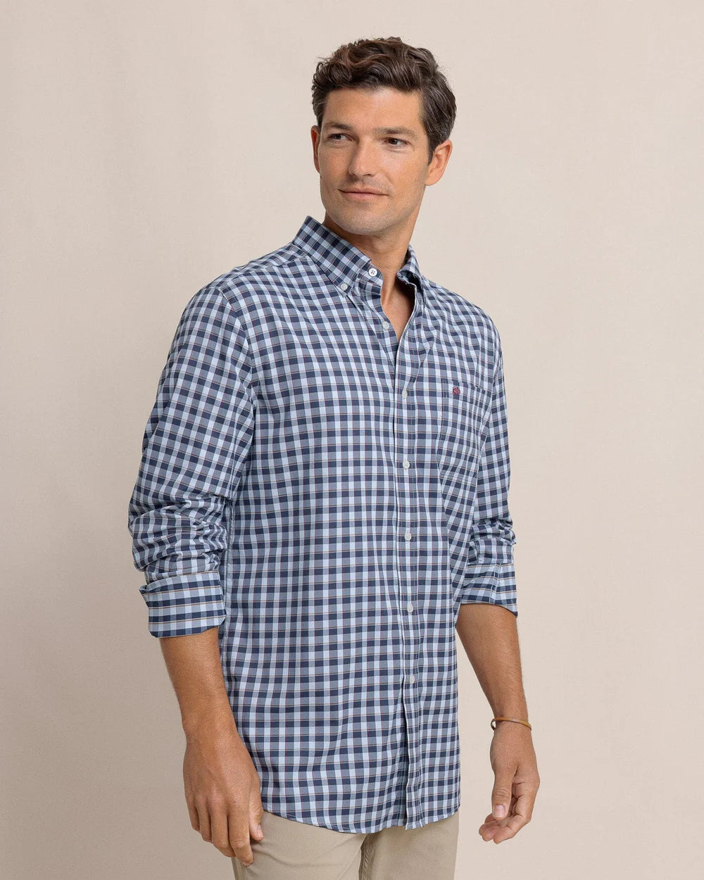 Stock Up and Save Colleton Plaid Sport Shirt (Dress Blue)