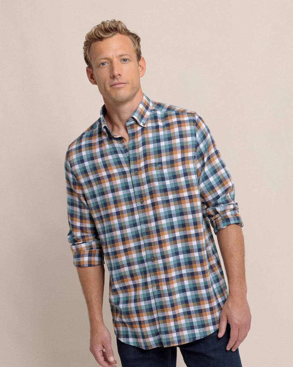Get It Before It’s Gone Cobblestone Plaid Beach Sportshirt (Teal)