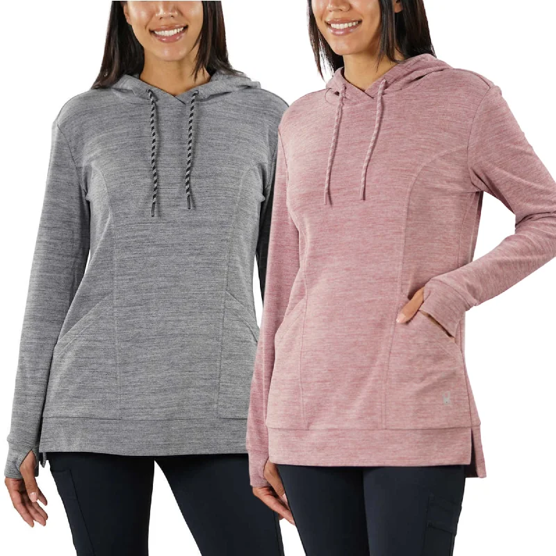 Buy Now Spyder Women's Moister Wicking Brushed Fabric Active Top Thumb Holes Tunic Length Hoodie