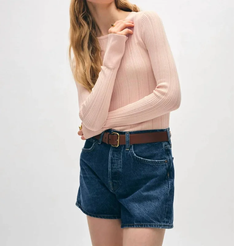 Bargain Prices Superfine Organic Cotton Ribbed Wide Cuff Top In Desert Pink