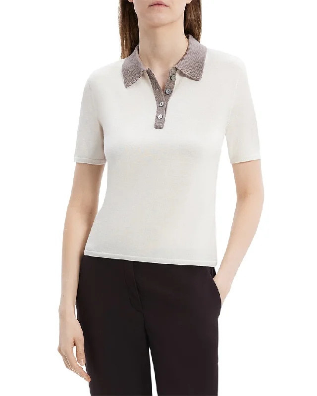 Grand Opening Sale Theory Contrast Wool-Blend Polo Shirt