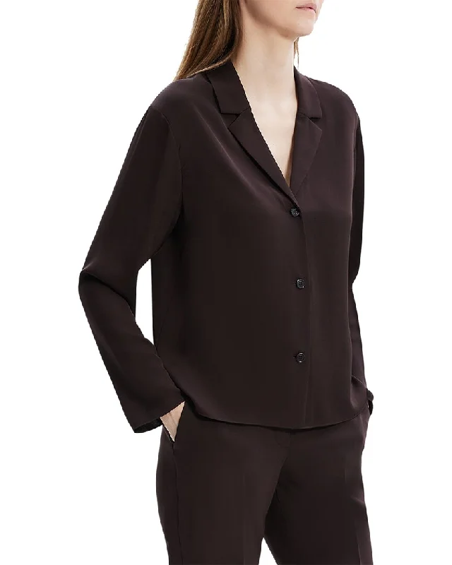 Loyalty Reward Theory Lapel Collar Silk Blouse