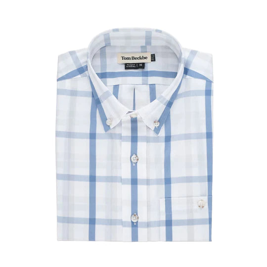 Act Now Monroe Poplin Shirt (White Blue)