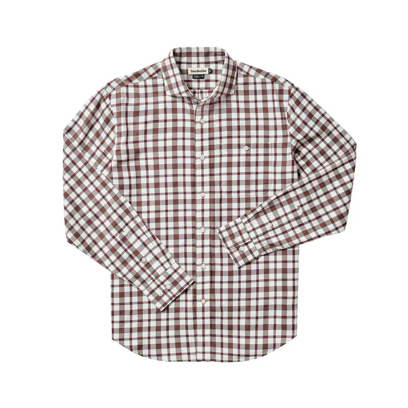 Super Sale Spread Collar Twill Gabardine Shirt (Mustang/Syrah)