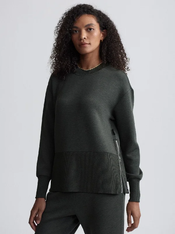 New Markdowns Varley Lowry Longline Sweat - Olive Marl