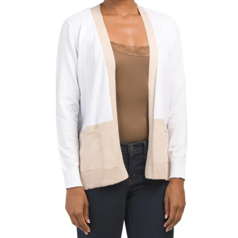 Huge Discounts VERVE AMI Women's Color Block Open Front Lightweight Knit Cardigan