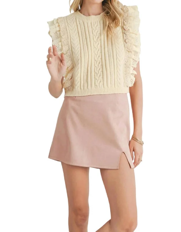 Bonus Savings Vicki Lace Ruffle Sweater Tank In Cream