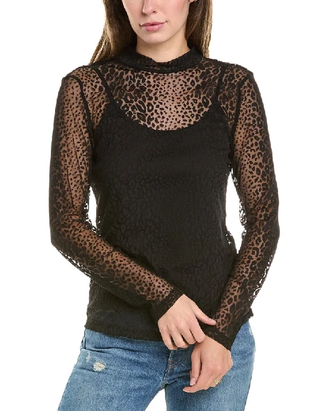 Deal Mania Vince Camuto Burnout Mesh Top