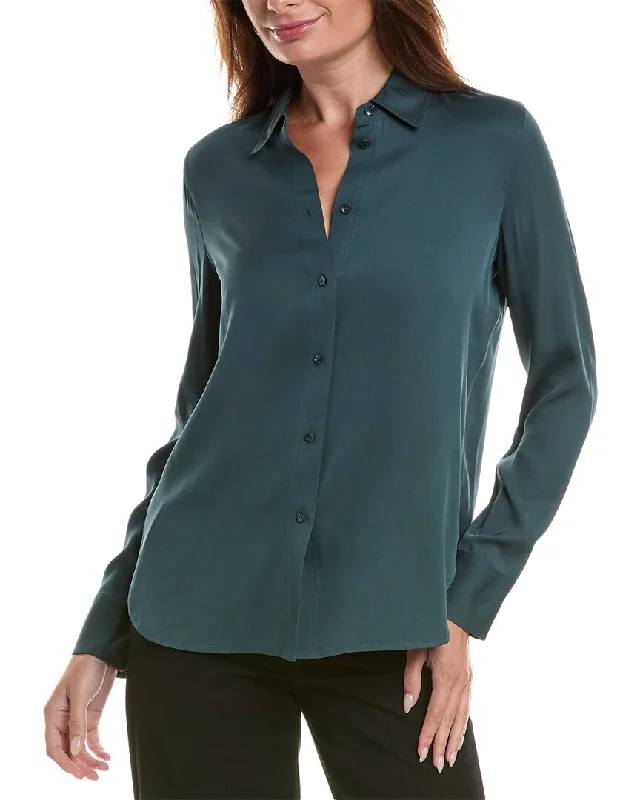 Value Deals Vince Slim Fitted Silk-Blend Blouse