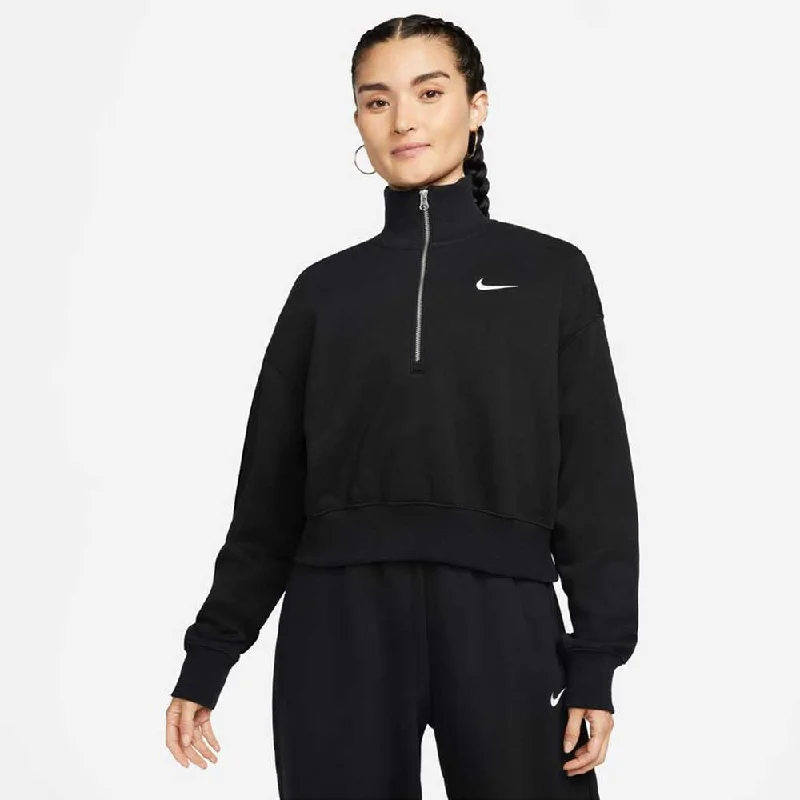 Huge Discounts Women's Fleece Quarter Zip Crop - Black/Sail
