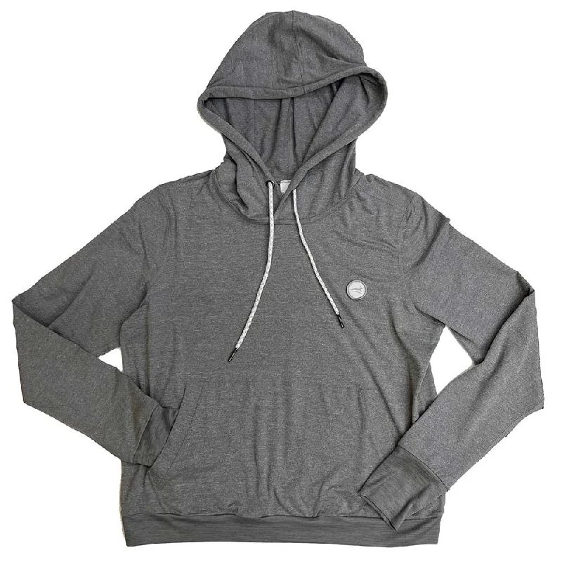 Super Bargain Women's Performance Tech Hoodie - Heather Classic Gray/Light Gray Embroidered Gazelle Patch