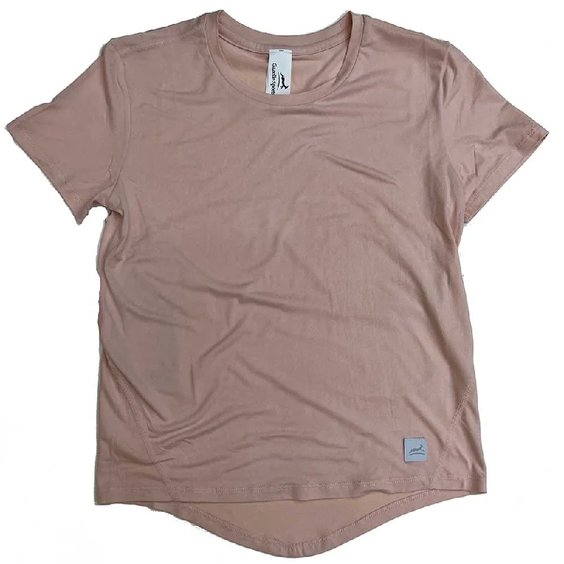 Deal of the Week Women's Performance Tech Short Sleeve - Heather Pink/Light Gray Woven Gazelle Patch