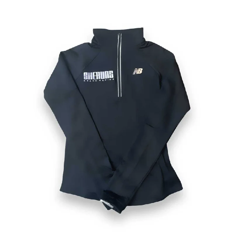 Limited Time Offer Women's She Runs GR NB Heat Grid Half Zip - Black/White