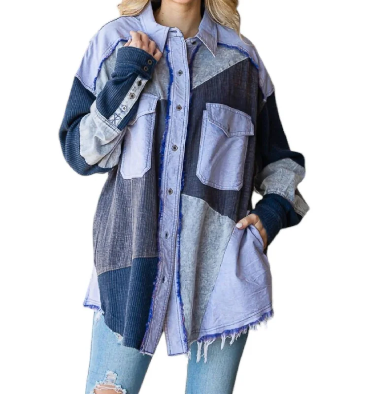 Exclusive Access Washed Mix Fabric Shirt In Purple