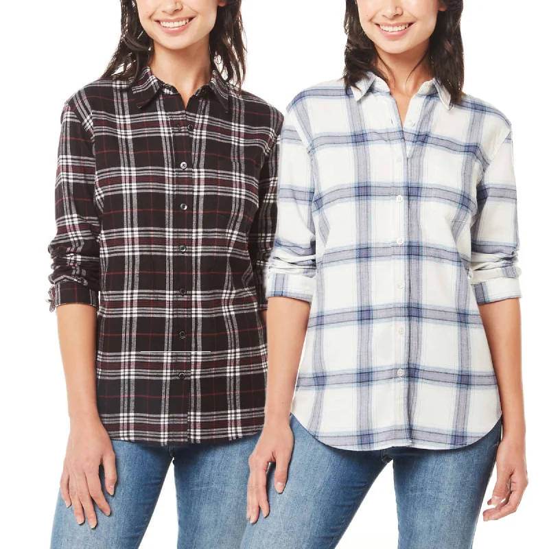 Lowest Price Weatherproof Vintage Women's Stretch Plaid Flannel Button Front Shirt