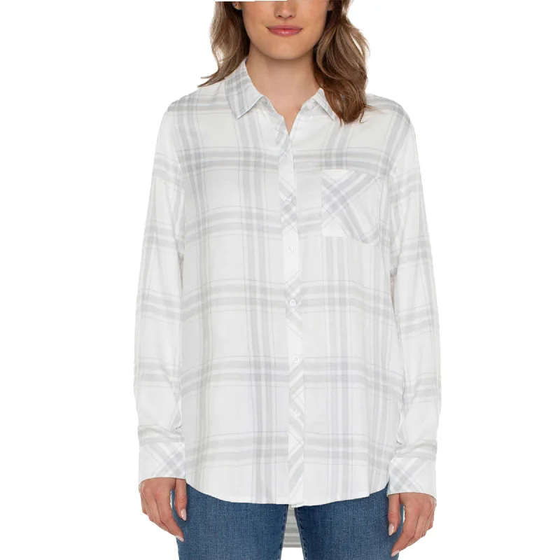 Act Fast Well Worn Women's' Long Sleeve Classic Plaid Button-Up Shirt