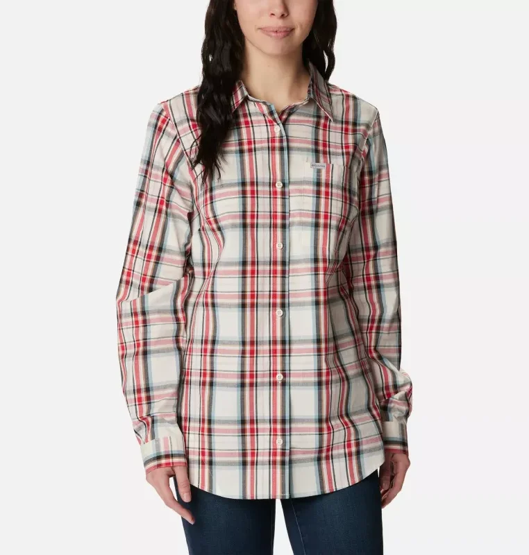 Members Only Women's Anytime Patterned Long Sleeve Shirt