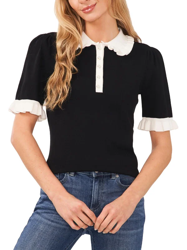 Limited Quantity Womens Contrast Trim Polo Blouse
